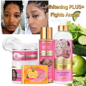 Private Label Glowing Caramel Body Care Set Facial Kit Organic Vegan Brightening Skin Care Set For Women & Men (Color: 5 in 1 set)