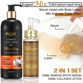 AILKE Multi-vitamin Body Lotion, Anti-wrinkle, Reduce Melanin And Stretch Marks, Regenerate Cell Vitality, Lightening Skin Care (Color: 2 in 1 set CARROT)